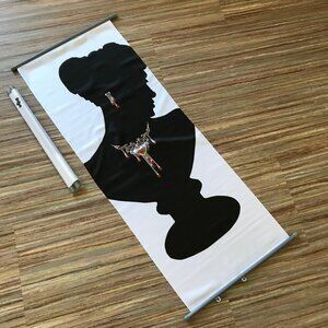 Jewelry Advertising Banner Women's Silhouette Set of 2 Fabric Wall Scroll
